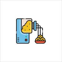 A machine with food being poured into it vector