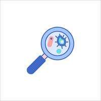 Magnifying glass icon with a microscope and a bacteria vector