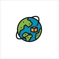 A globe with a box on it and a globe icon vector