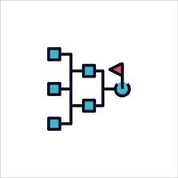 A line icon of a computer with a red arrow vector