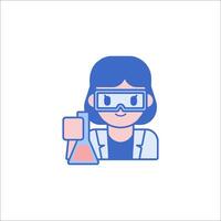 A woman holding a flask with a test tube vector