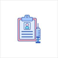 A medical document with a syringe and a clipboard vector
