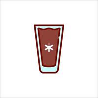 A glass of red liquid with a cross on it vector
