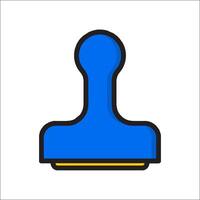 A blue stamp with a yellow handle vector
