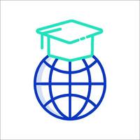 A globe with a graduation cap on it vector