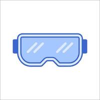 A blue safety goggles icon on a white background vector