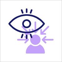 An icon of an eye with a person in the middle vector
