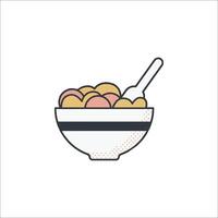 A bowl of cereal with a spoon in it vector