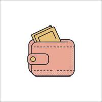 Wallet icon with money in it vector