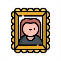 A cartoon woman in a frame with a picture of her face vector