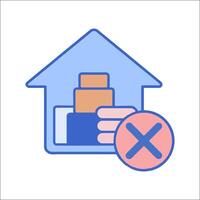 A house with a box on the floor and a sign that says no vector