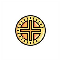 A golden coin with a cross on it vector