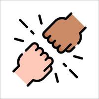 Two hands are holding each other in a fist vector
