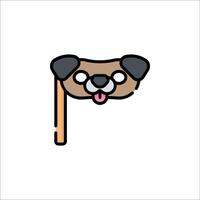 A pug dog mask with a stick on it vector