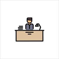 A man sitting at a desk with a book in front of him vector