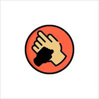 A hand holding a finger in a circle with a red background vector