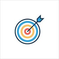 Target icon with arrow in the center of the target vector