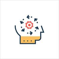 A person's head with gears and arrows inside vector
