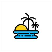 A beach with palm trees and a sunset vector