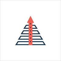 A pyramid with an arrow pointing up vector