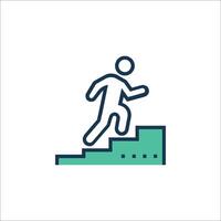 A man is running up a staircase icon vector