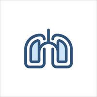Lungs icon, blue line icon, isolated on white background vector