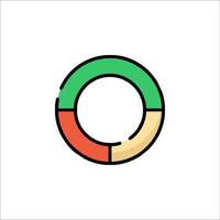 A circle with a green, red and orange color scheme vector