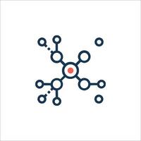 A blue and red icon of a network vector
