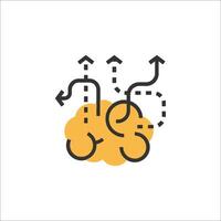A brain with arrows going in different directions vector