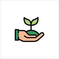 A hand holding a plant with a green sprout vector