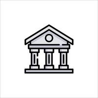 A bank building icon in a line style vector