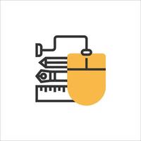 A mouse and pencil icon on a white background vector