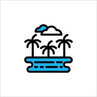 Tropical island with palm trees and clouds icon vector