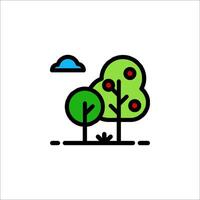 A simple icon of two trees and a cloud vector