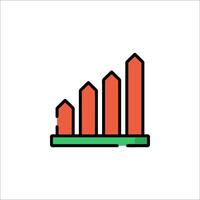 A graph icon with a red and green bar vector