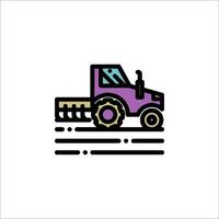 A tractor with a plow on the side of the road vector