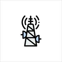 A wireless tower icon with a radio antenna vector