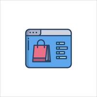 Shopping bag icon on a computer screen vector