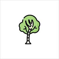 A tree icon in a line drawing vector