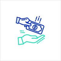 A hand giving money to another person vector