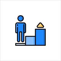 A man standing on a bar graph icon vector
