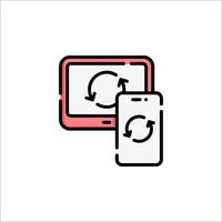 A phone and a computer with a recycle symbol vector
