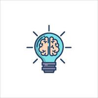Light bulb with brain icon vector