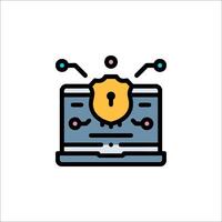 A laptop with a shield icon on it vector