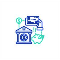 A bank with a credit card and money vector