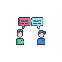 Two people talking with speech bubbles above them vector