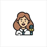 A woman with a microphone icon vector
