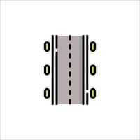 A flat icon of a road with a green line vector