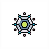 A hexagonal shape with a colorful design vector