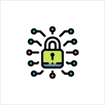 A lock icon with a circle around it vector